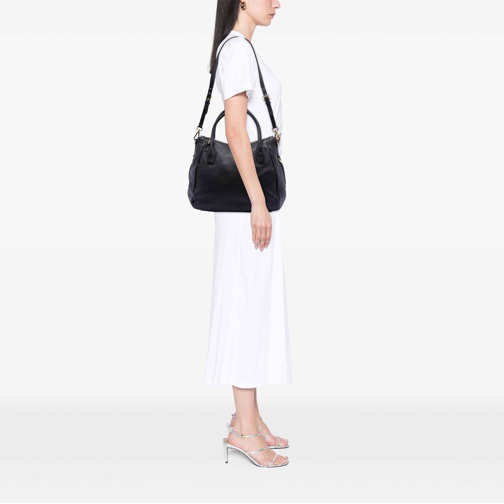 Prada Vitello Daino Zip Top Convertible Tote