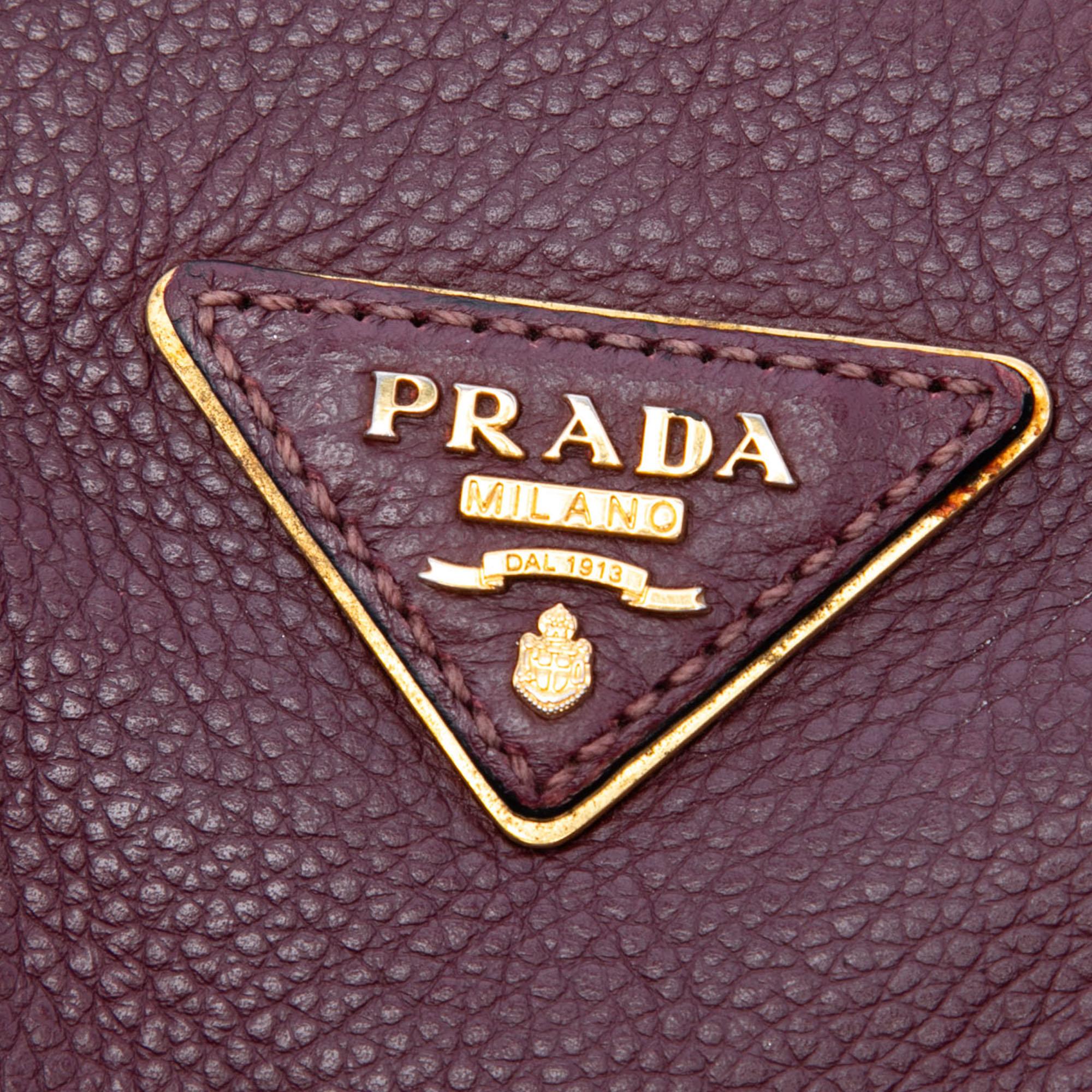 Prada Vitello Daino Zip Top Convertible Tote