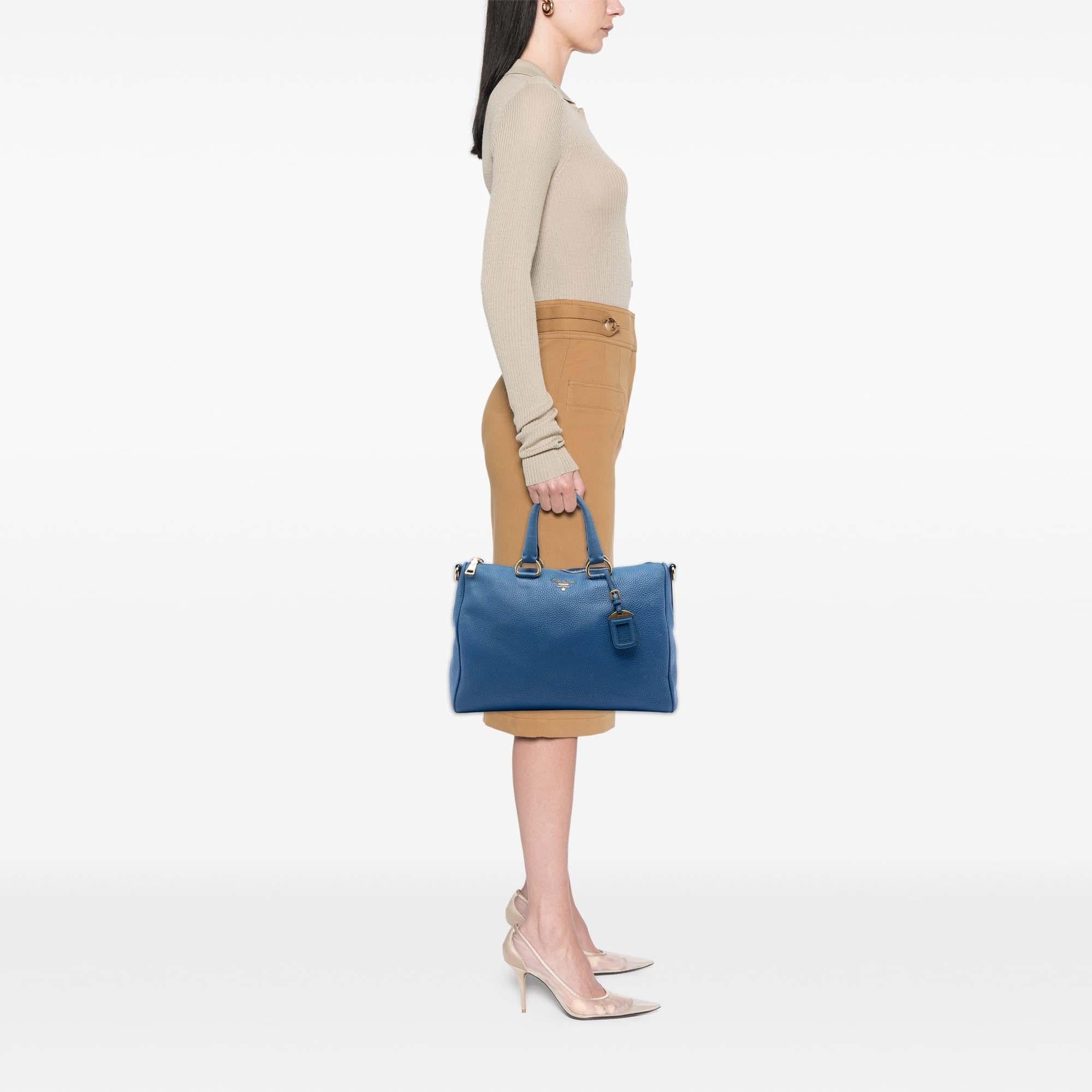Prada Vitello Daino Zip Top Satchel