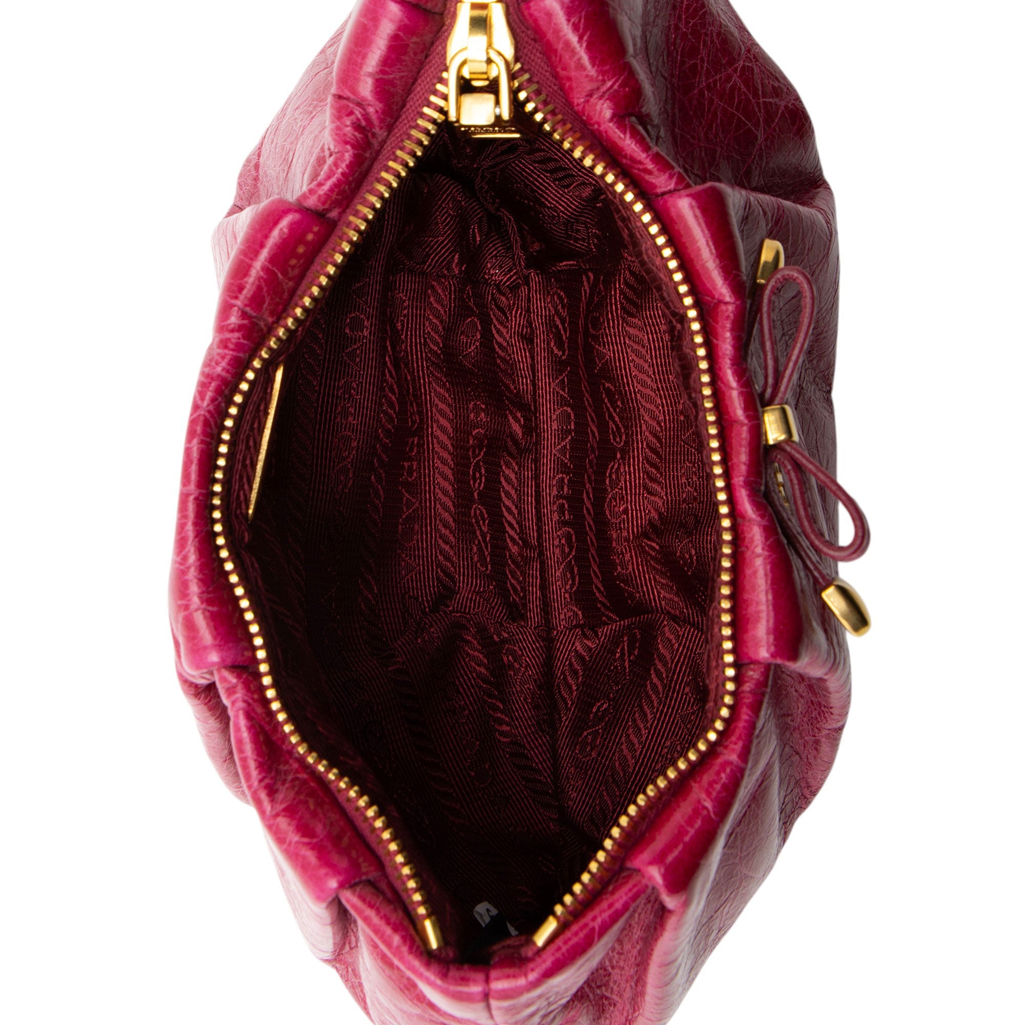Prada Vitello Shine Bow Wristlet