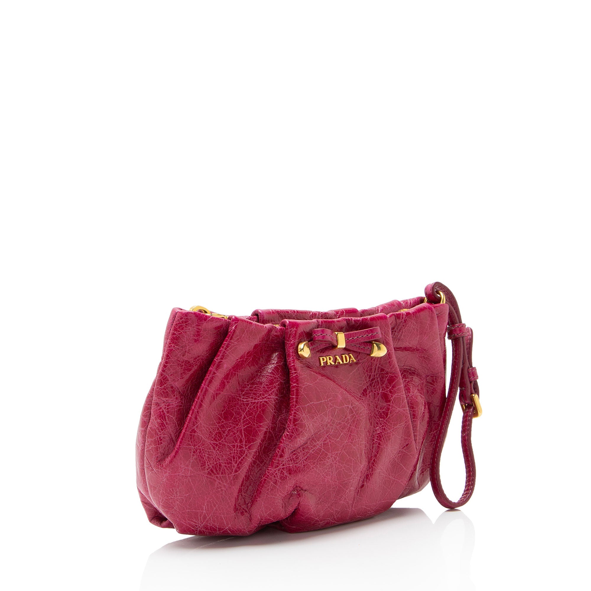 Prada Vitello Shine Bow Wristlet