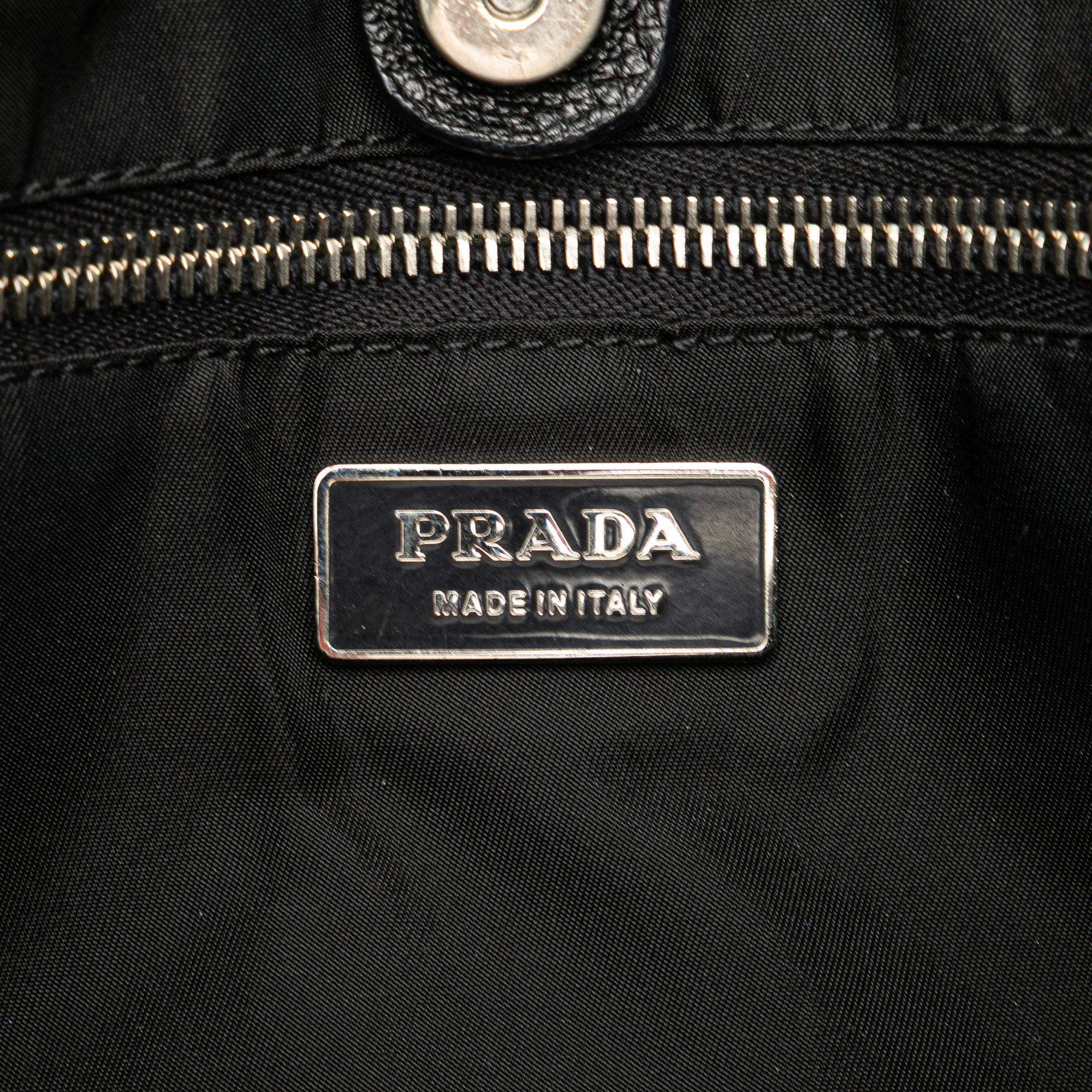 Prada Vitello Trimmed Canvas Canapa Tote
