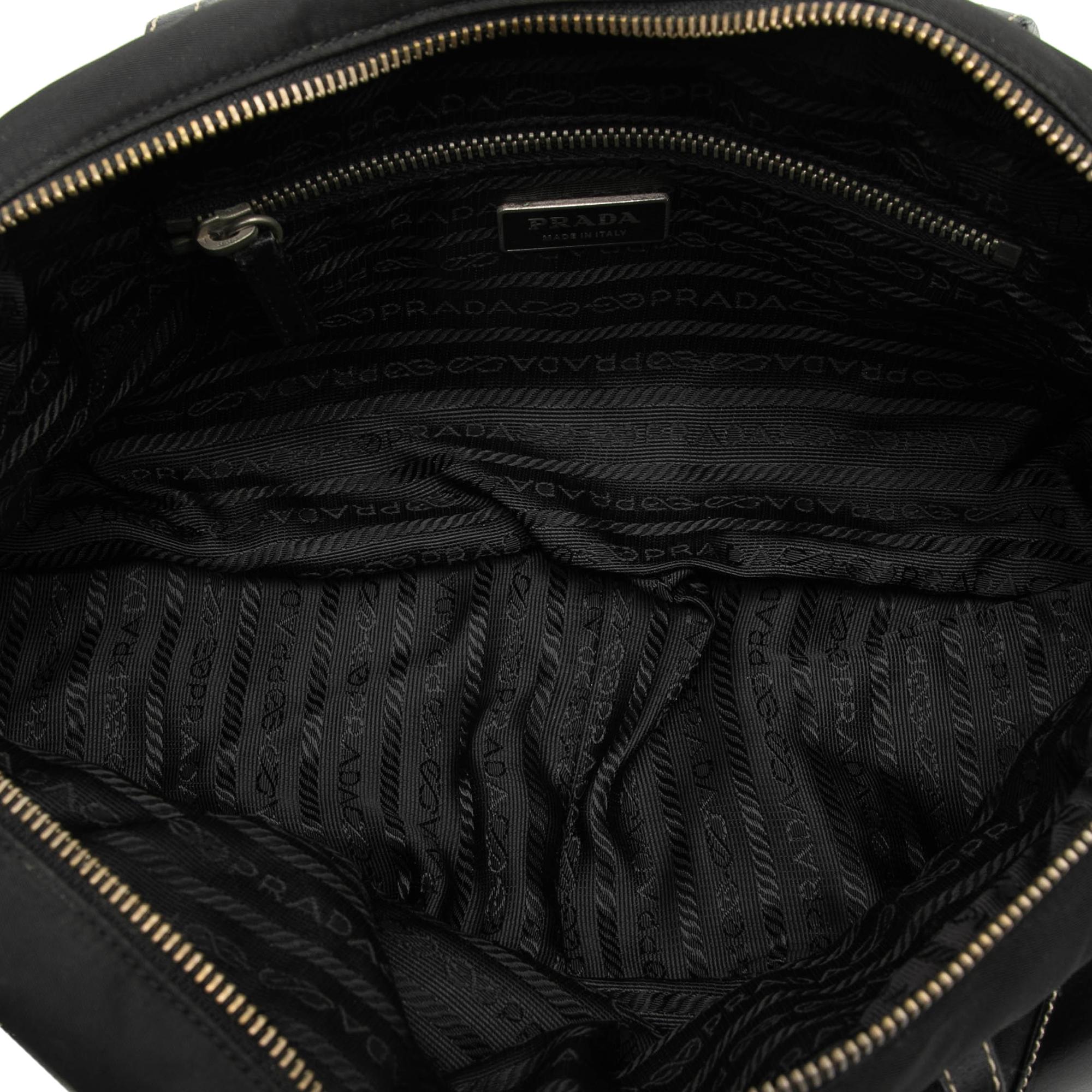 Prada Vitello Trimmed Tessuto Handbag
