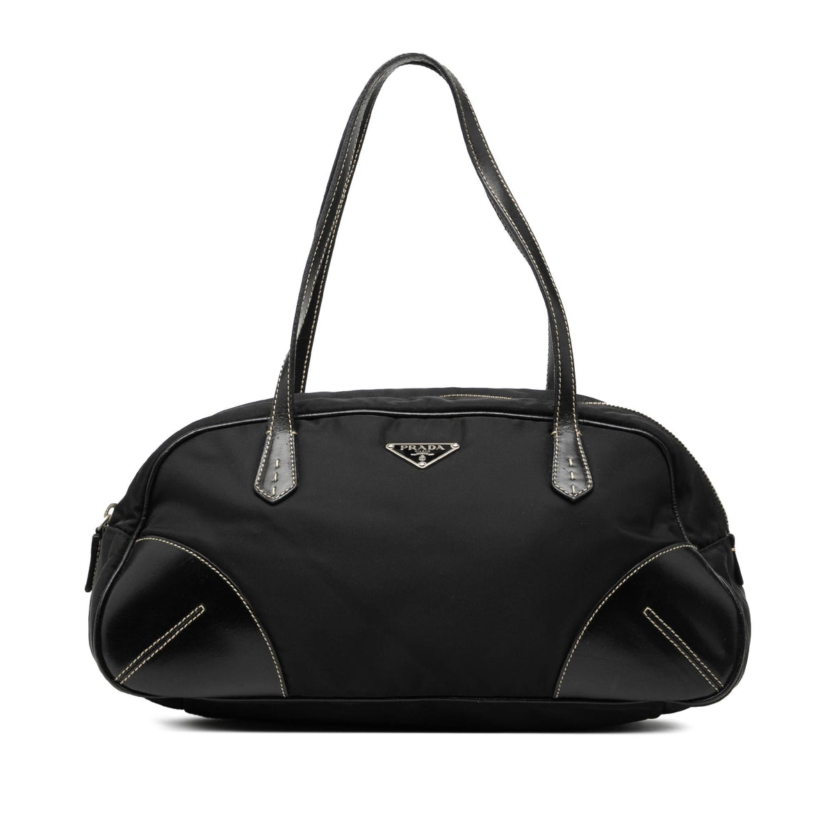 Prada Vitello Trimmed Tessuto Handbag
