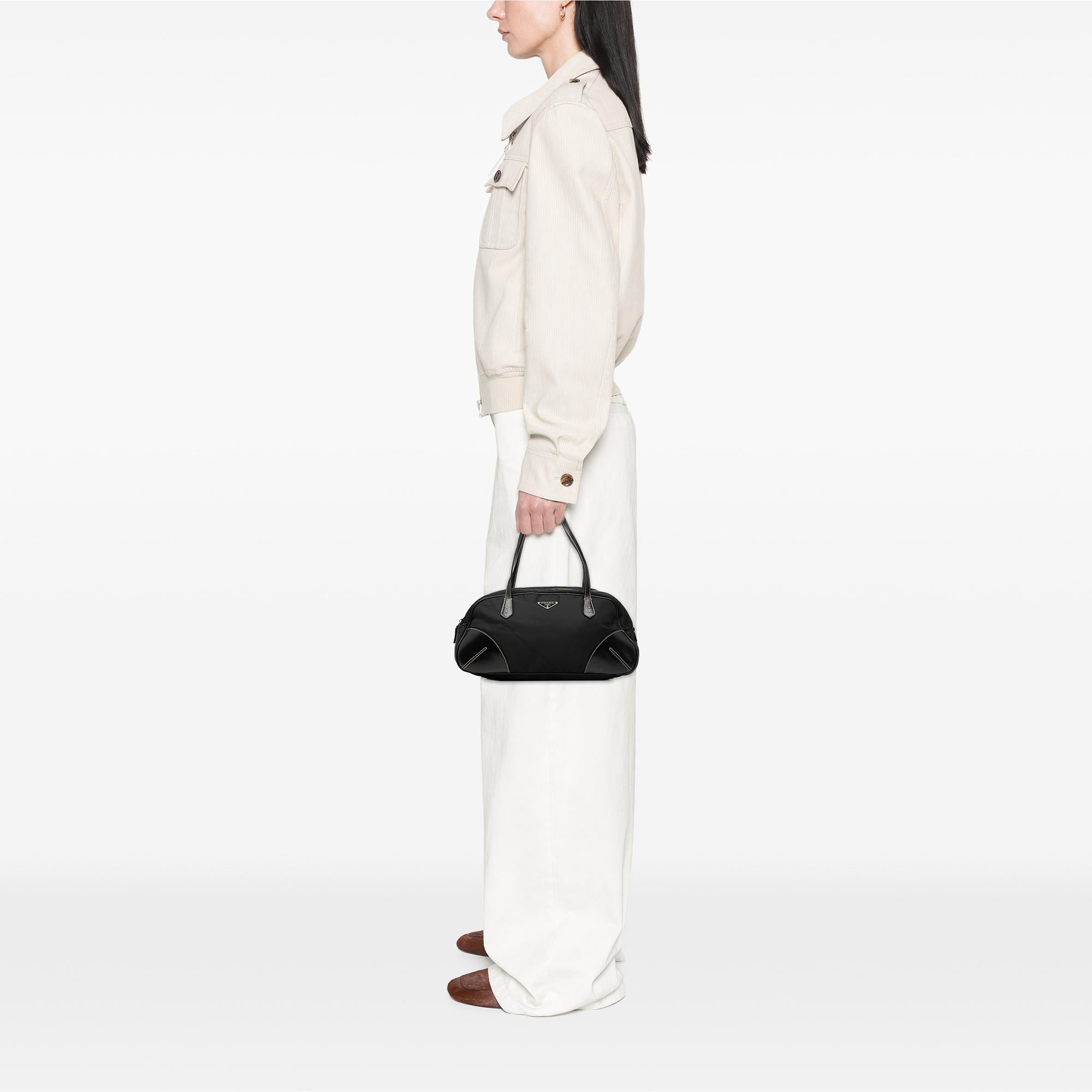 Prada Vitello Trimmed Tessuto Handbag