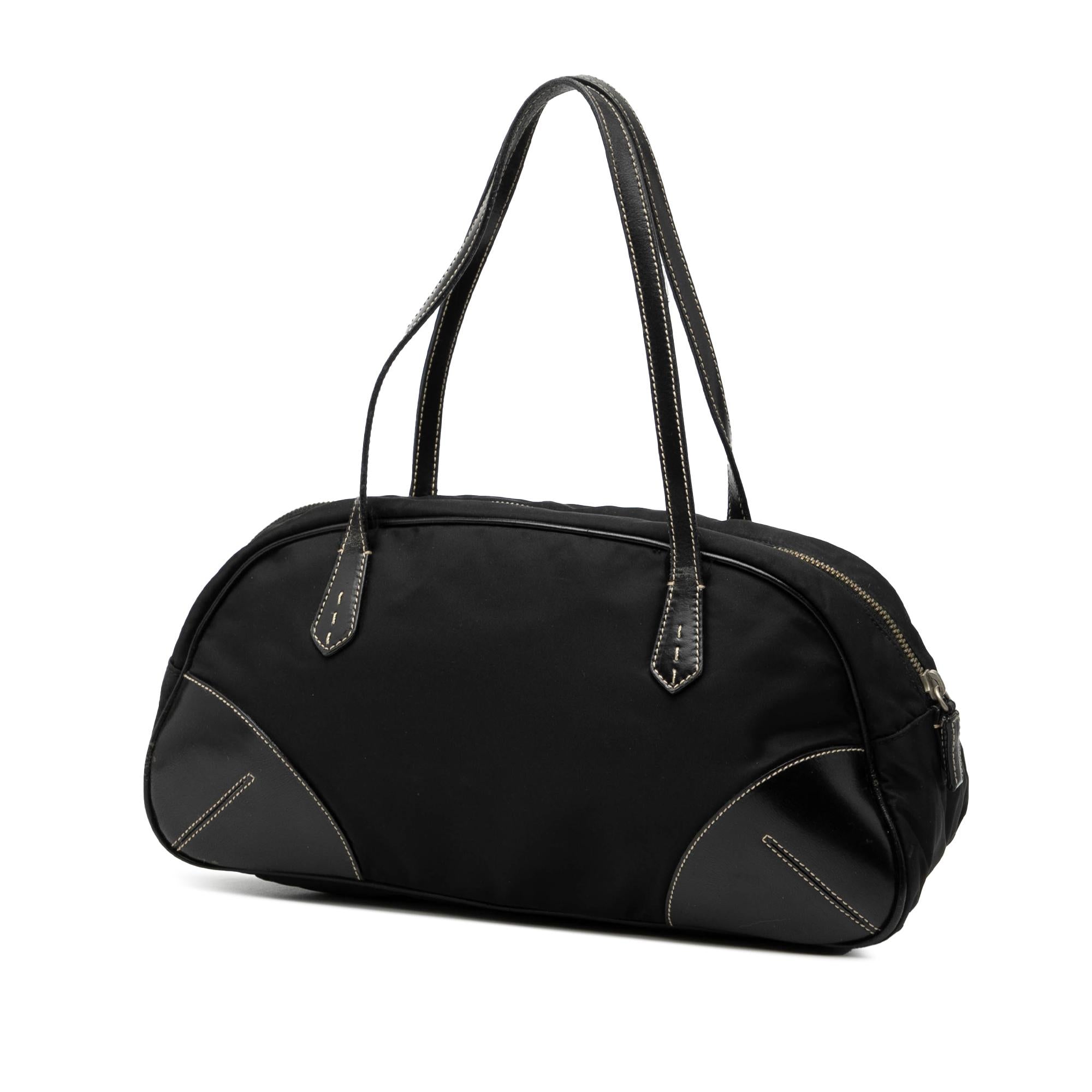 Prada Vitello Trimmed Tessuto Handbag
