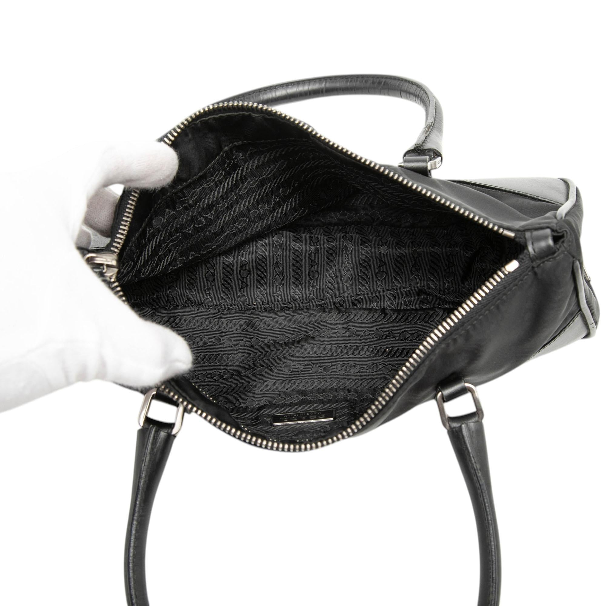 Prada Vitello Trimmed Tessuto Handbag