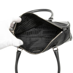Prada Vitello Trimmed Tessuto Handbag