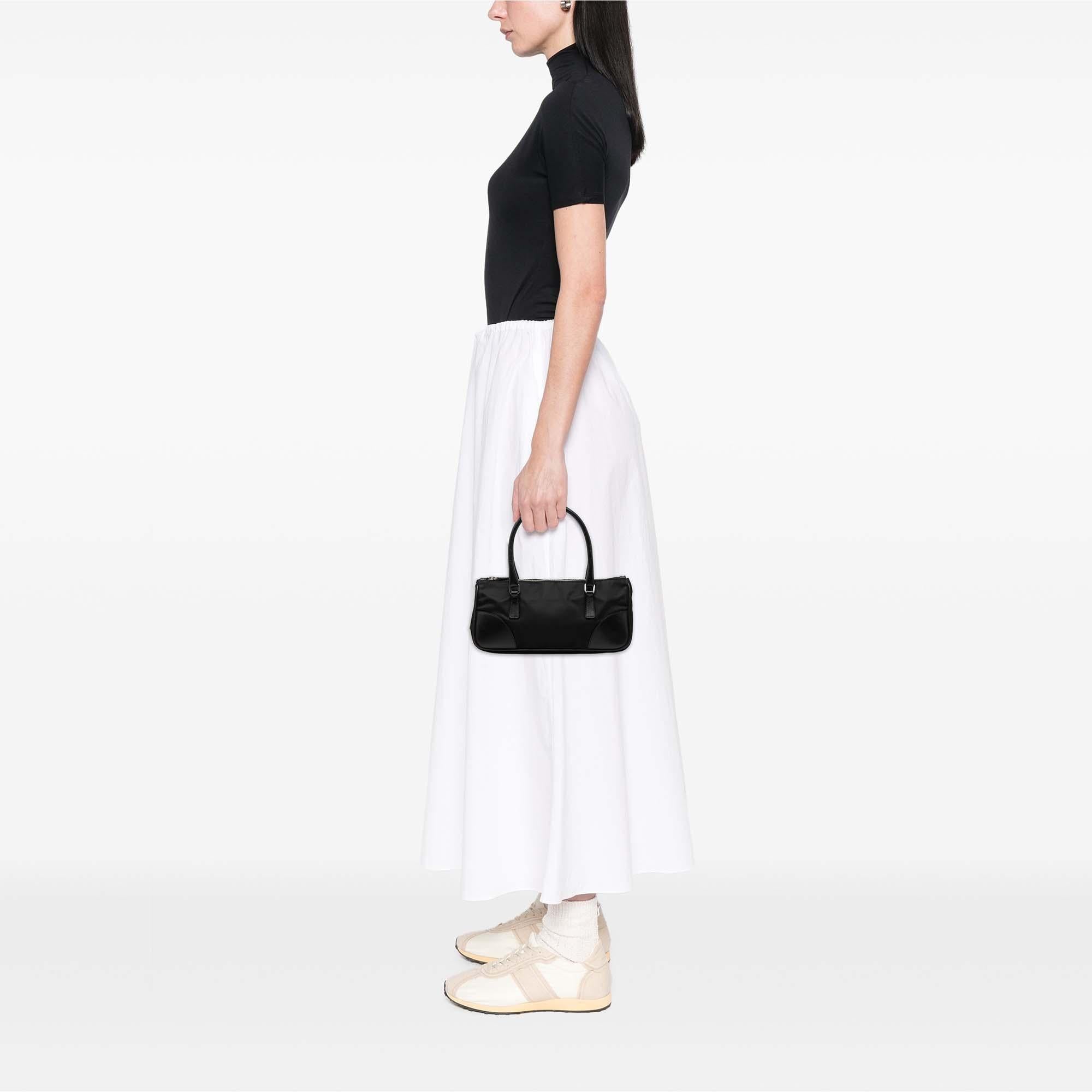 Prada Vitello Trimmed Tessuto Handbag