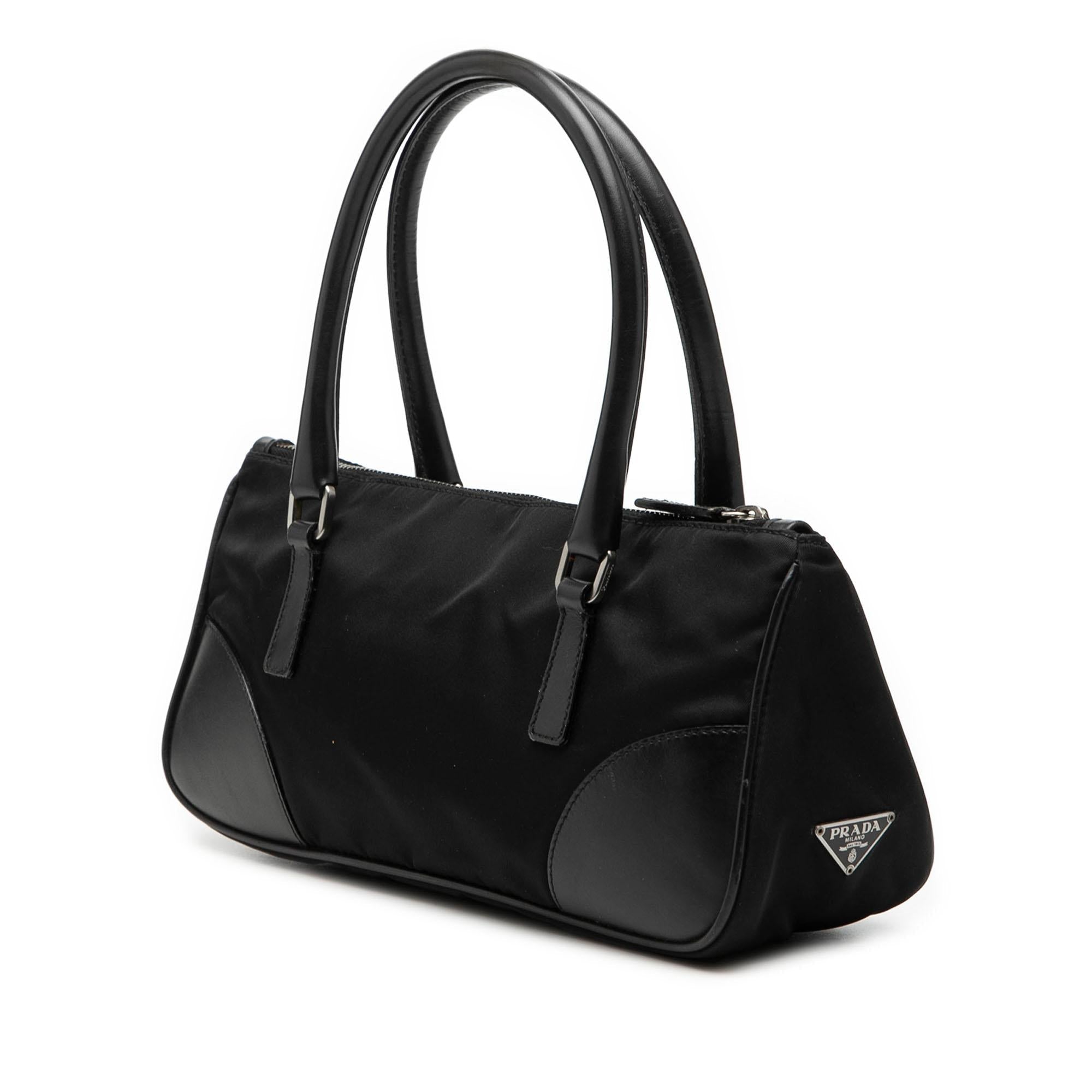 Prada Vitello Trimmed Tessuto Handbag