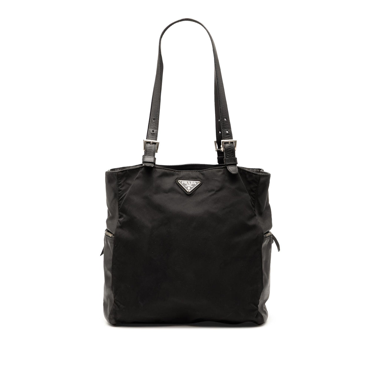 Prada Vitello Trimmed Tessuto Pockets Tote