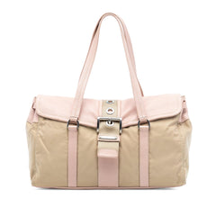 Prada Vitello Trimmed Tessuto Shoulder Bag