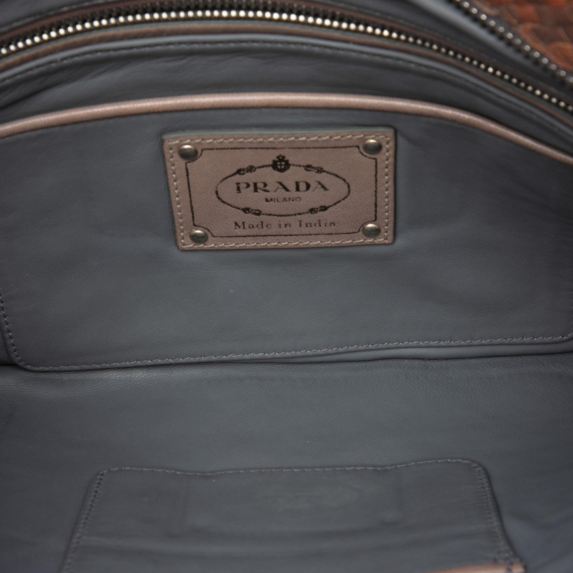 Prada Woven Goatskin Madras Clutch