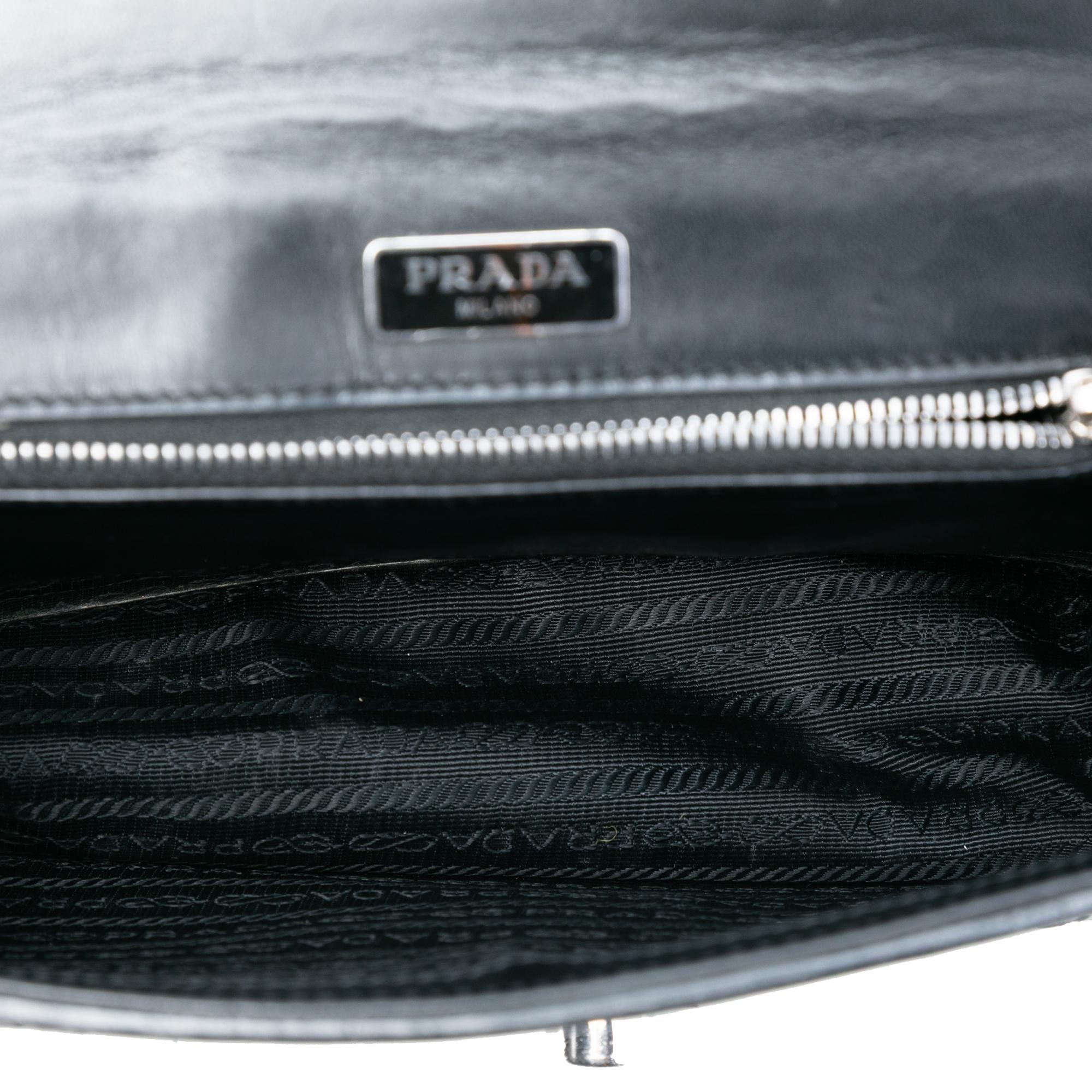 Prada Woven Madras Leather Chain Flap Bag