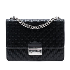 Prada Woven Madras Leather Chain Flap Bag