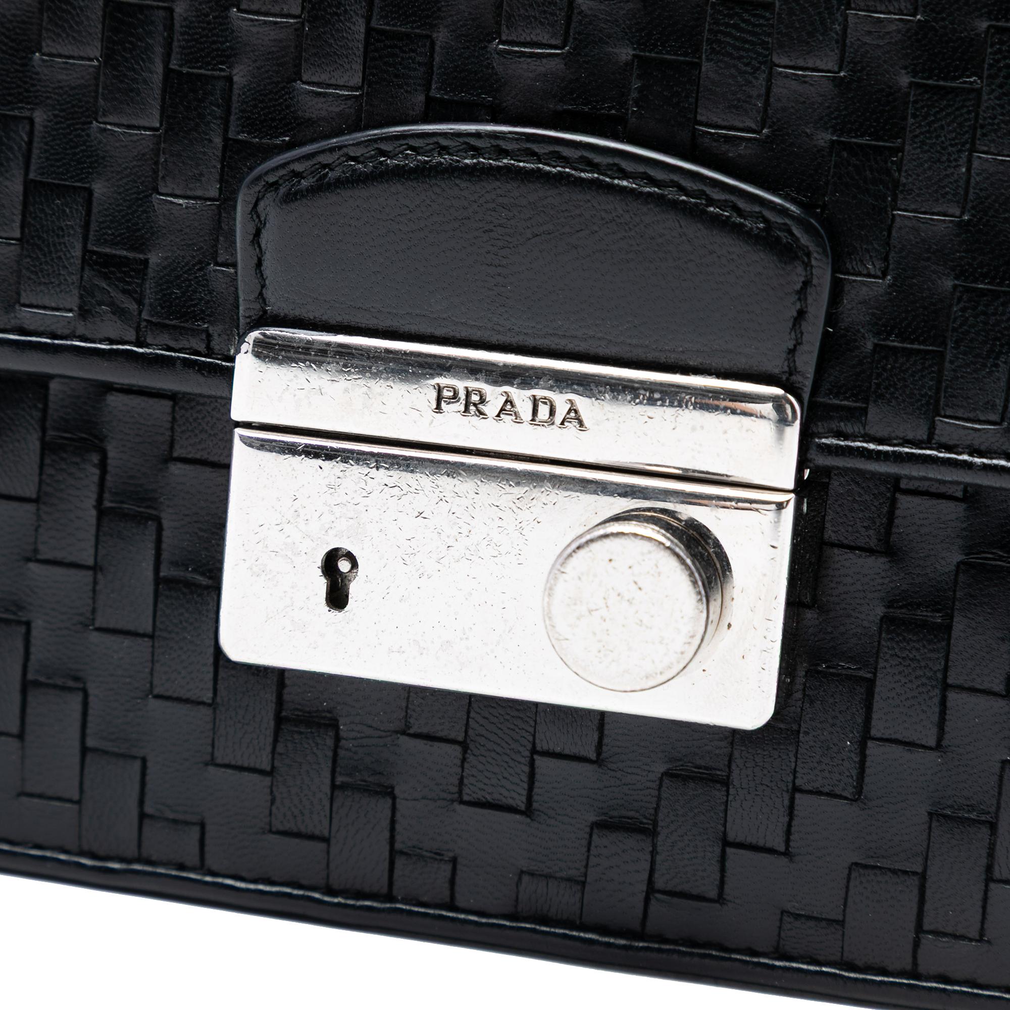 Prada Woven Madras Leather Chain Flap Bag