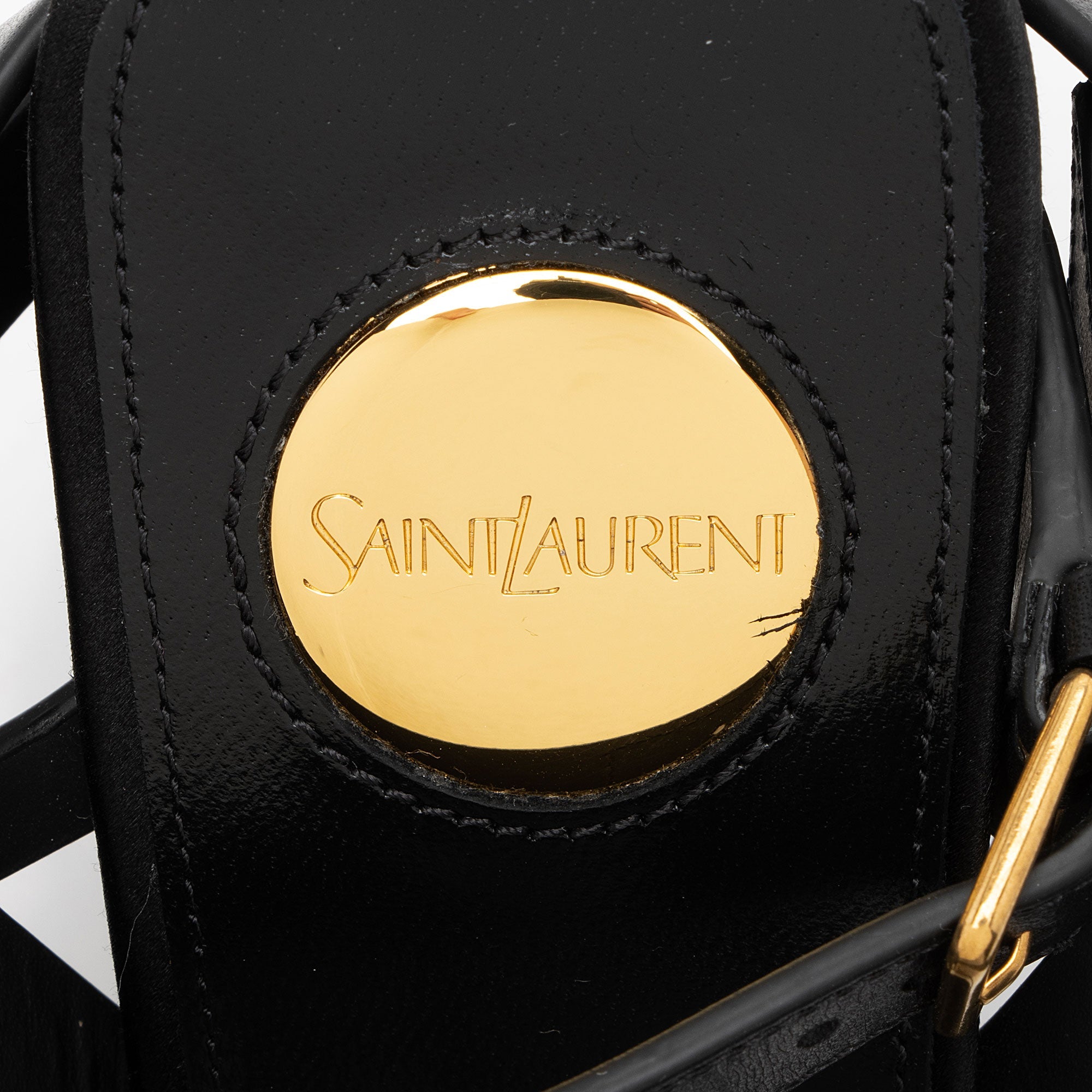 Saint Laurent Calfskin Cassandra Strappy Wedge Sandals - Size 7 / 37