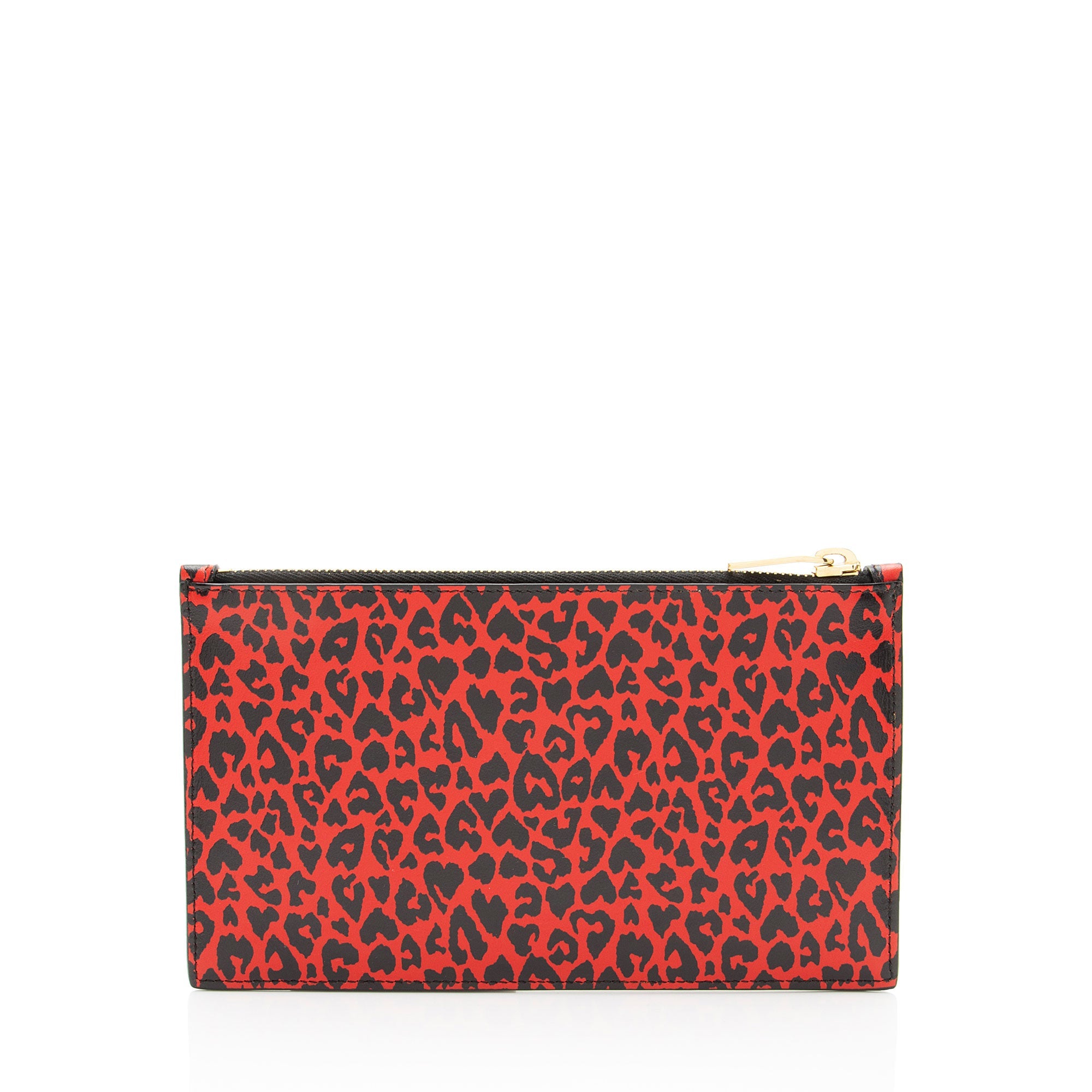 Saint Laurent Calfskin Leopard Small Zip Pouch