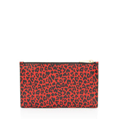 Saint Laurent Calfskin Leopard Small Zip Pouch