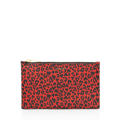 Saint Laurent Calfskin Leopard Small Zip Pouch