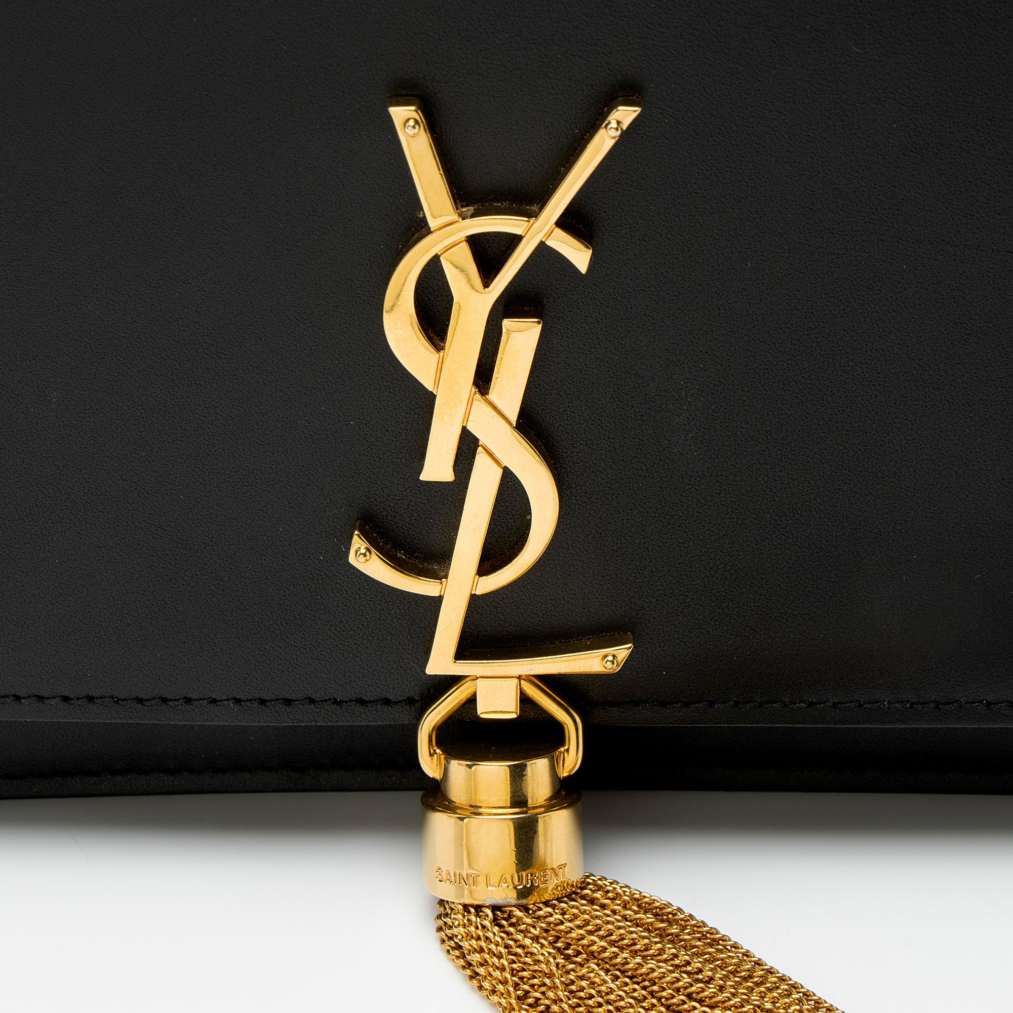Saint Laurent Calfskin Monogram Kate Tassel Chain Wallet