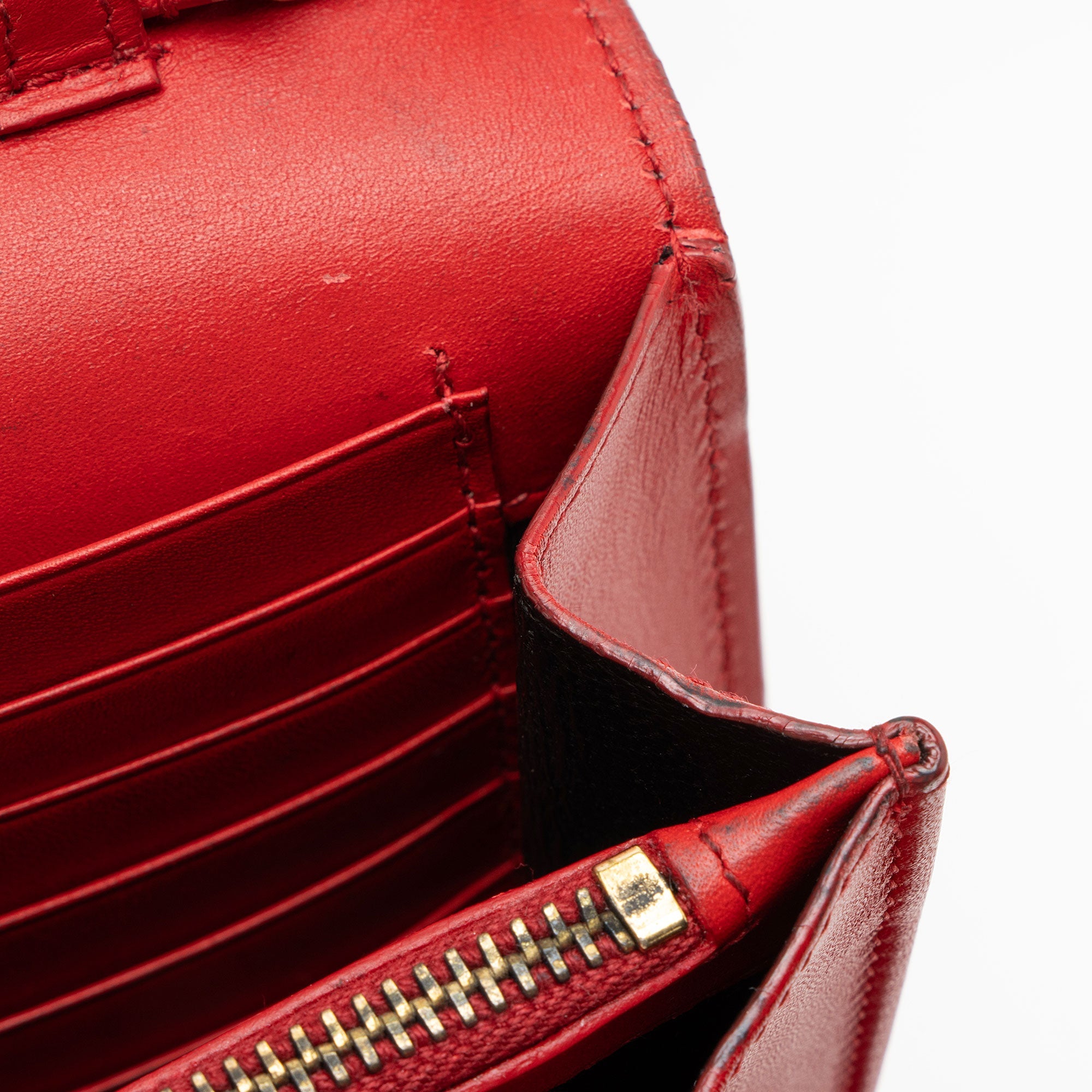 Saint Laurent Calfskin Monogram Kate Chain Wallet