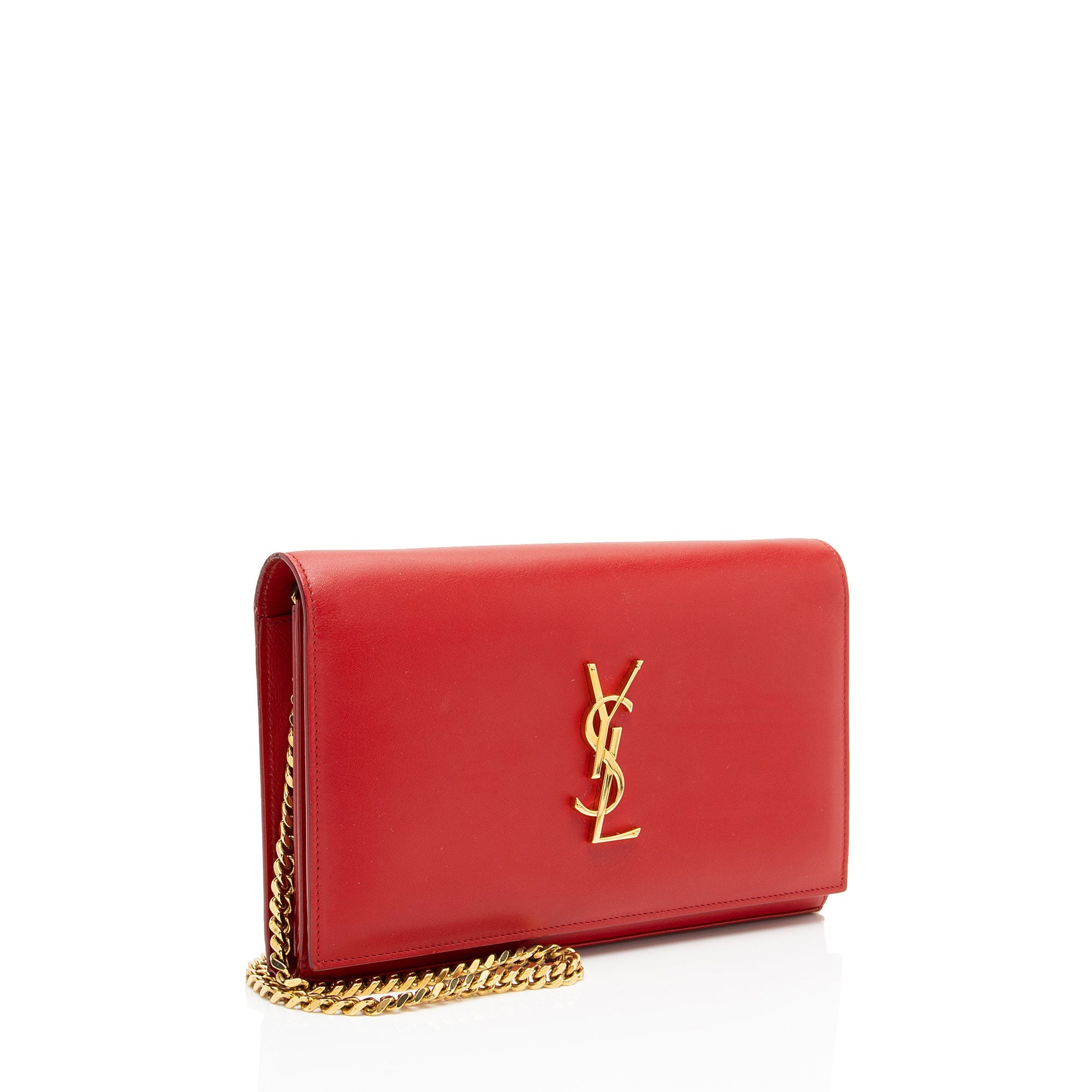 Saint Laurent Calfskin Monogram Kate Chain Wallet