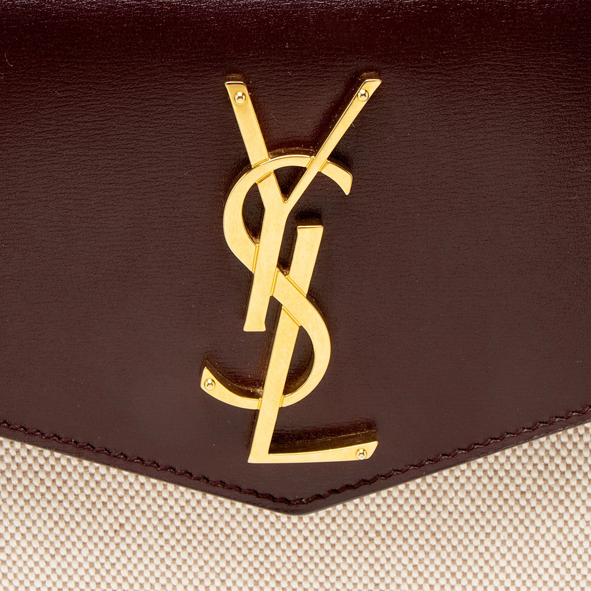 Saint Laurent Canvas Calfskin Monogram Uptown Medium Tote