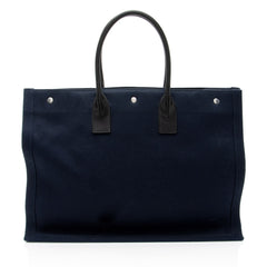 Saint Laurent Canvas Calfskin Rive Gauche Large Tote
