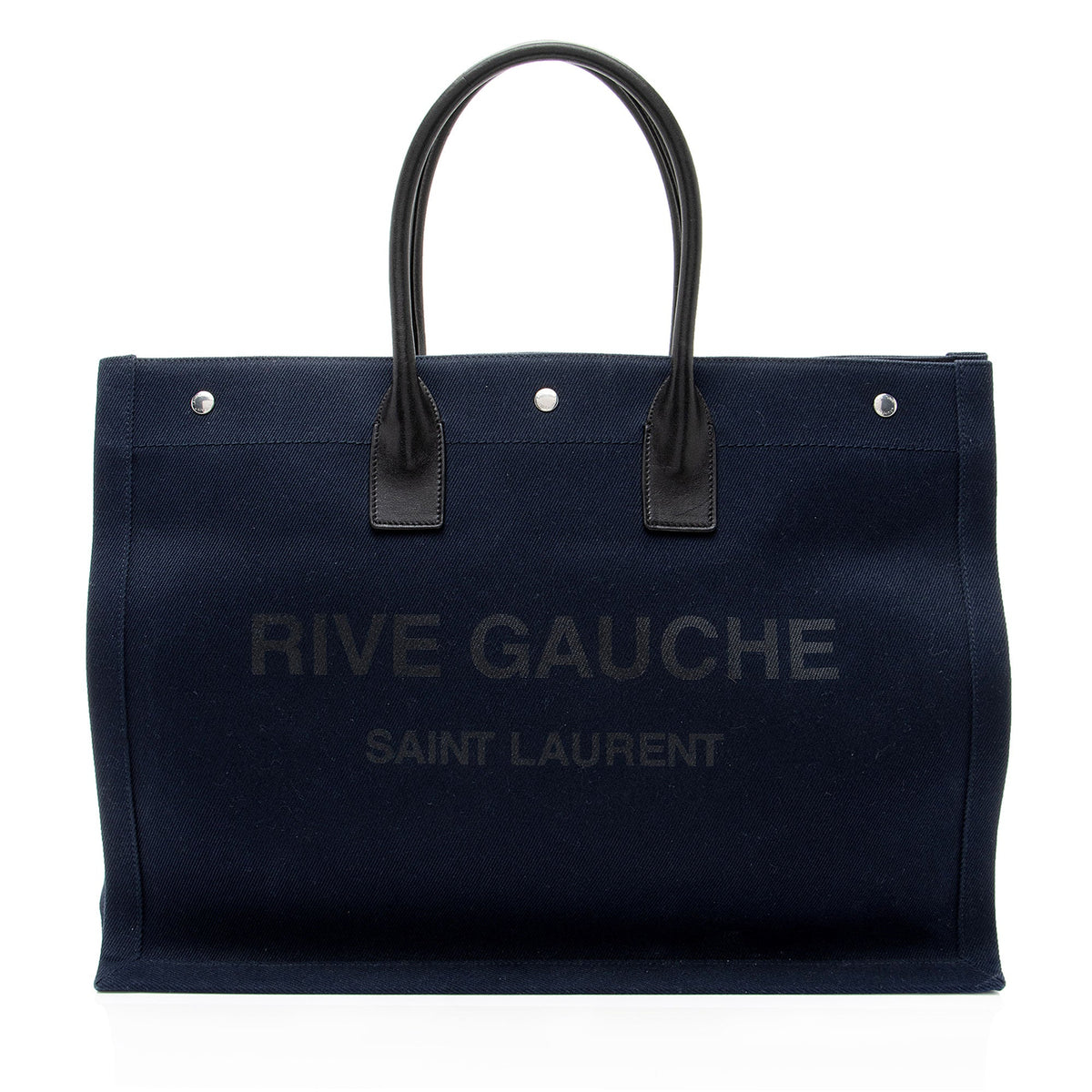 Saint Laurent Canvas Calfskin Rive Gauche Large Tote