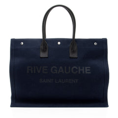 Saint Laurent Canvas Calfskin Rive Gauche Large Tote