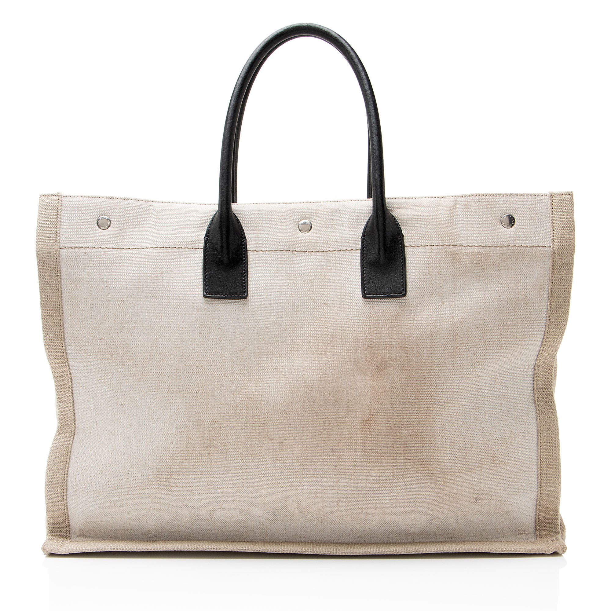 Saint Laurent Canvas Calfskin Rive Gauche Large Tote