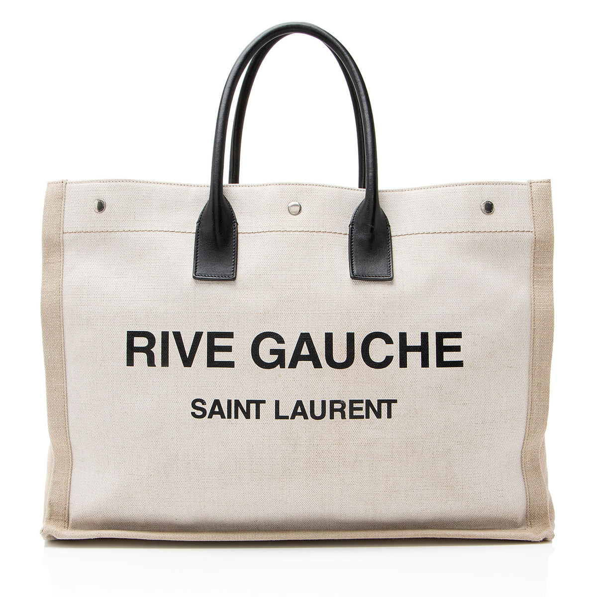Saint Laurent Canvas Calfskin Rive Gauche Large Tote