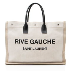 Saint Laurent Canvas Calfskin Rive Gauche Large Tote