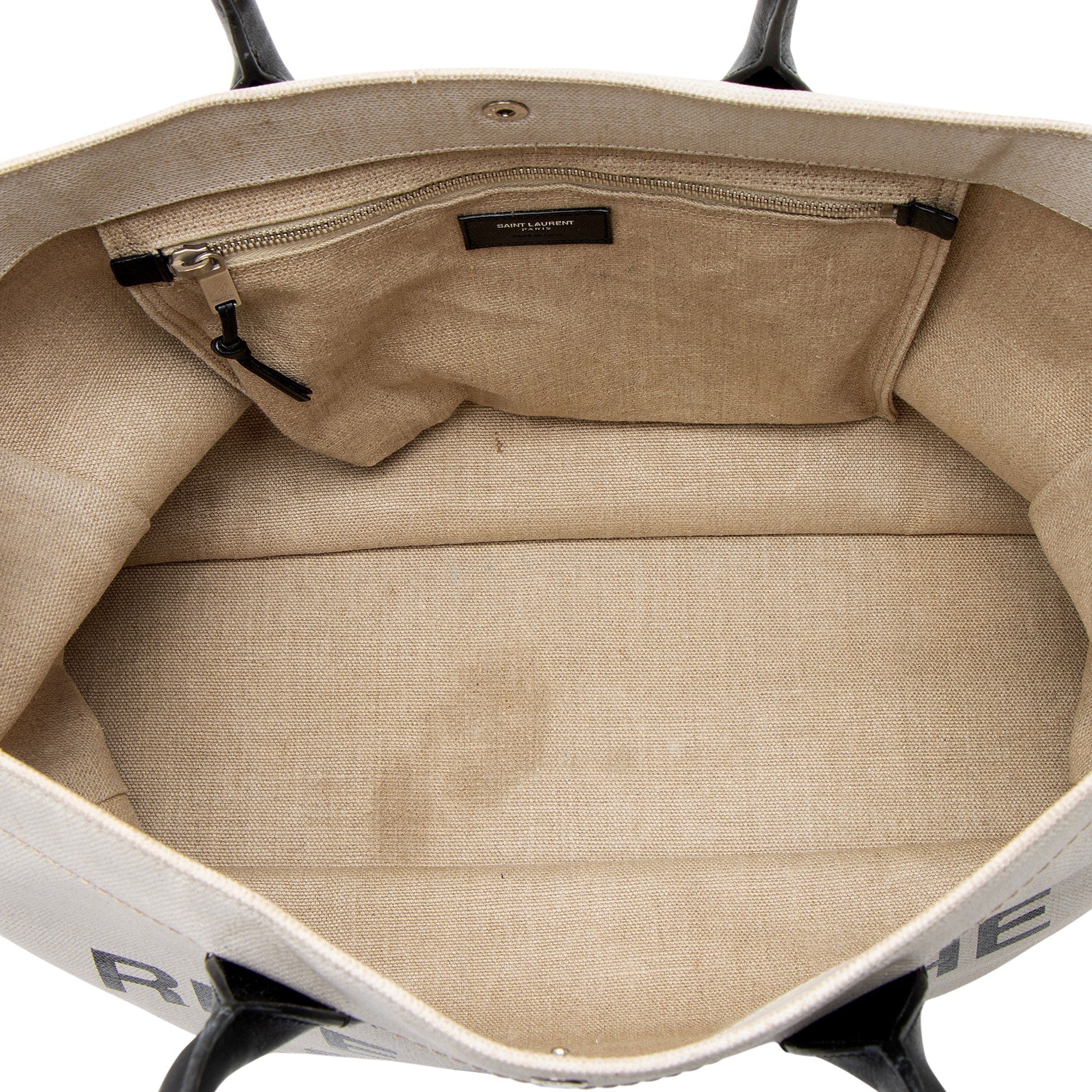 Saint Laurent Canvas Calfskin Rive Gauche Large Tote