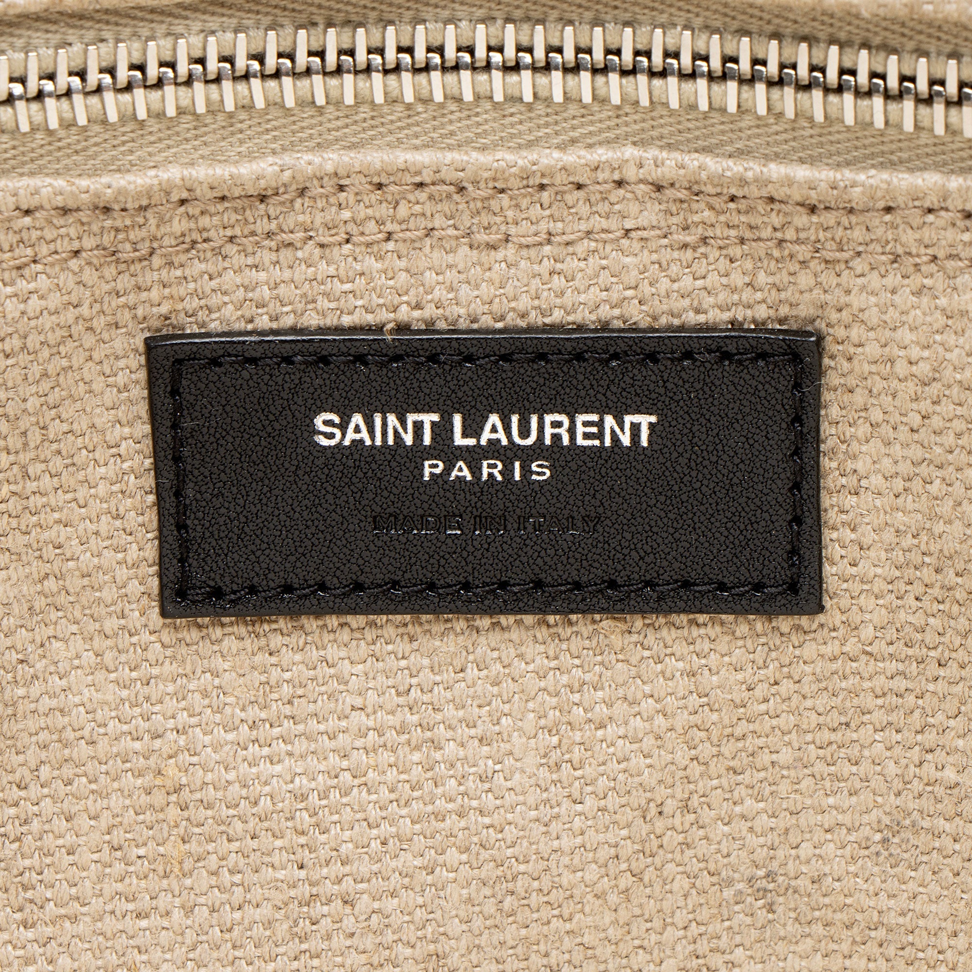 Saint Laurent Canvas Calfskin Rive Gauche Large Tote