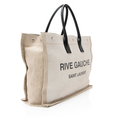 Saint Laurent Canvas Calfskin Rive Gauche Large Tote