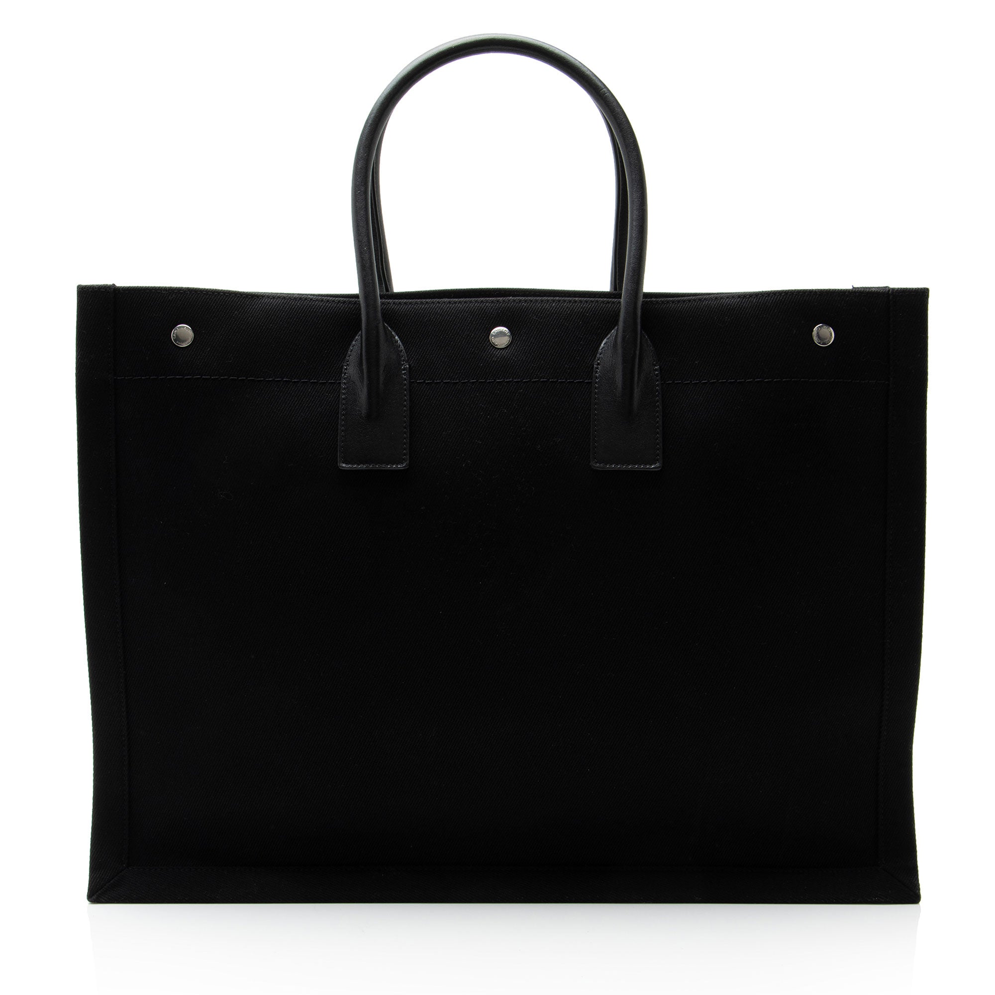 Saint Laurent Canvas Calfskin Rive Gauche Large Tote