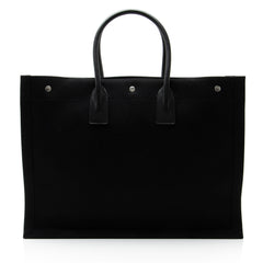 Saint Laurent Canvas Calfskin Rive Gauche Large Tote