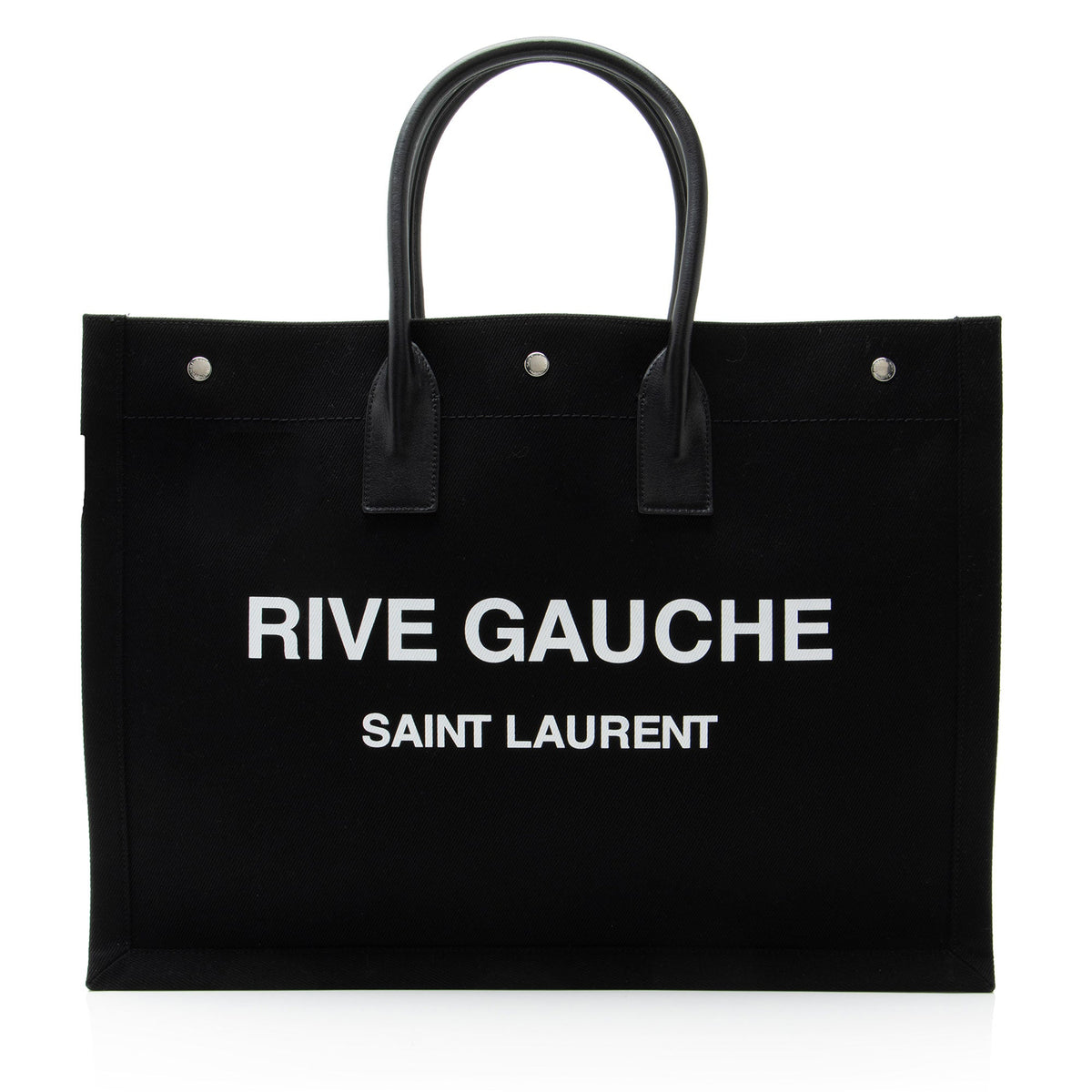 Saint Laurent Canvas Calfskin Rive Gauche Large Tote