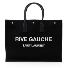 Saint Laurent Canvas Calfskin Rive Gauche Large Tote