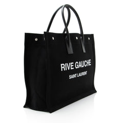Saint Laurent Canvas Calfskin Rive Gauche Large Tote