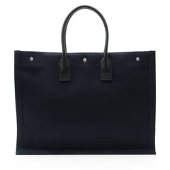 Saint Laurent Canvas Calfskin Rive Gauche Large Tote