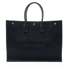 Saint Laurent Canvas Calfskin Rive Gauche Large Tote