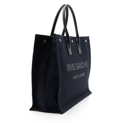 Saint Laurent Canvas Calfskin Rive Gauche Large Tote