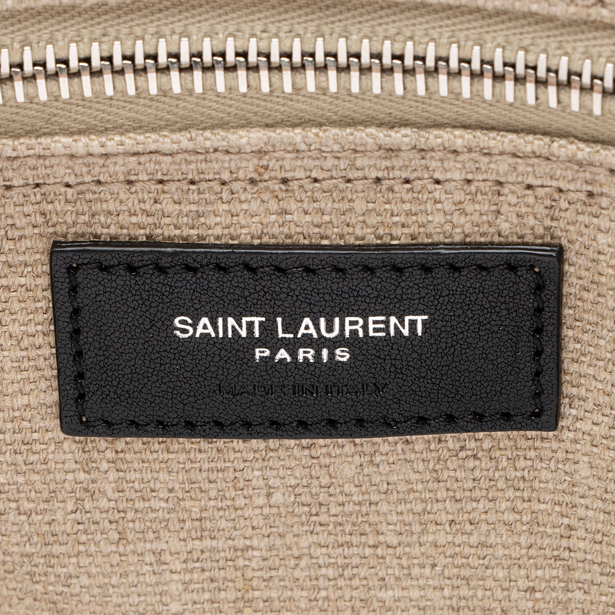Saint Laurent Canvas Calfskin Rive Gauche Small Tote