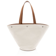 Saint Laurent Canvas Calfskin Trapezoid Rive Gauche Tote