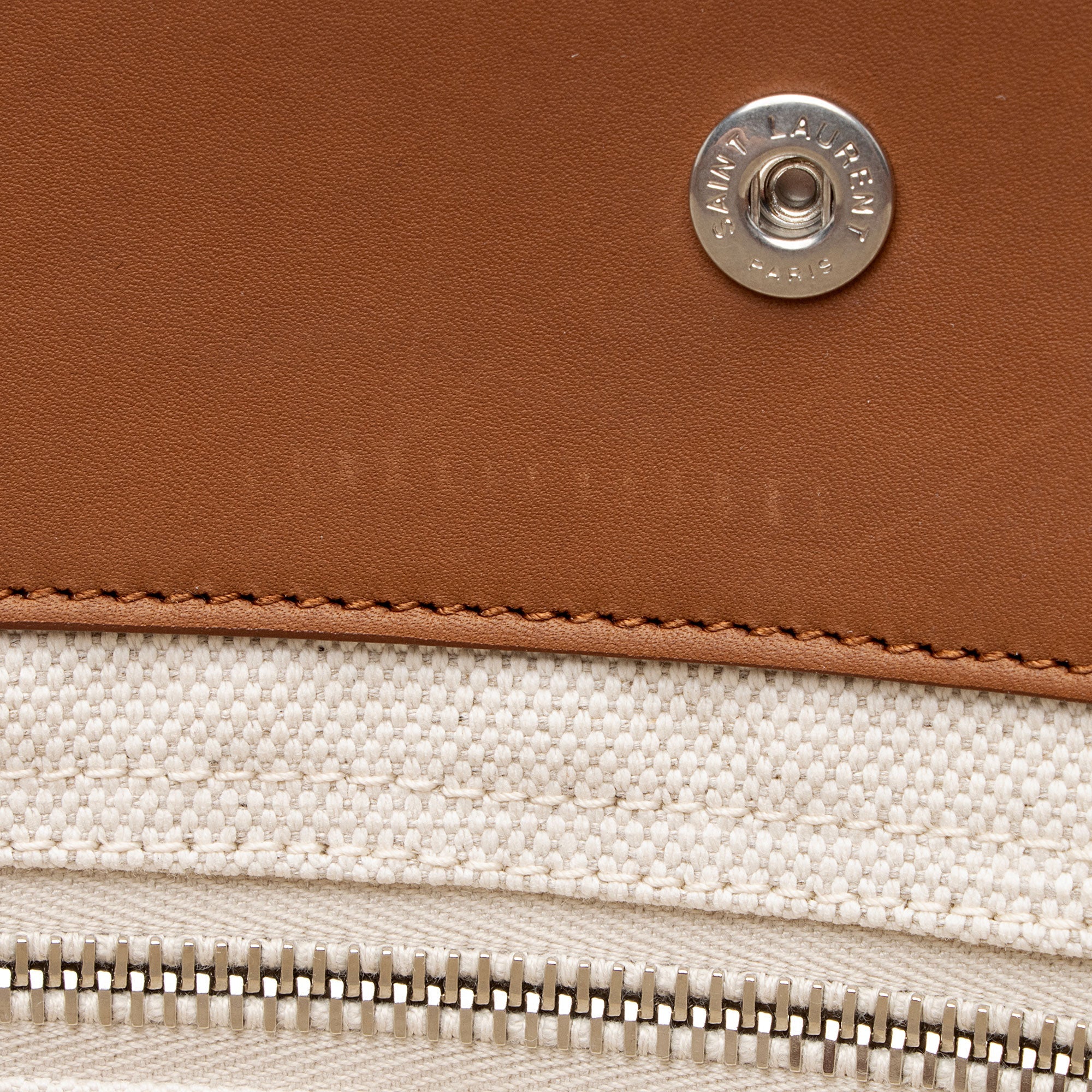 Saint Laurent Canvas Calfskin Trapezoid Rive Gauche Tote