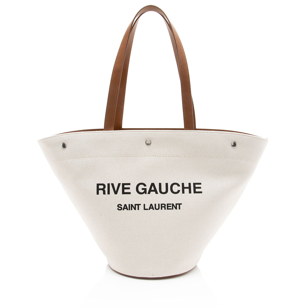 Saint Laurent Canvas Calfskin Trapezoid Rive Gauche Tote