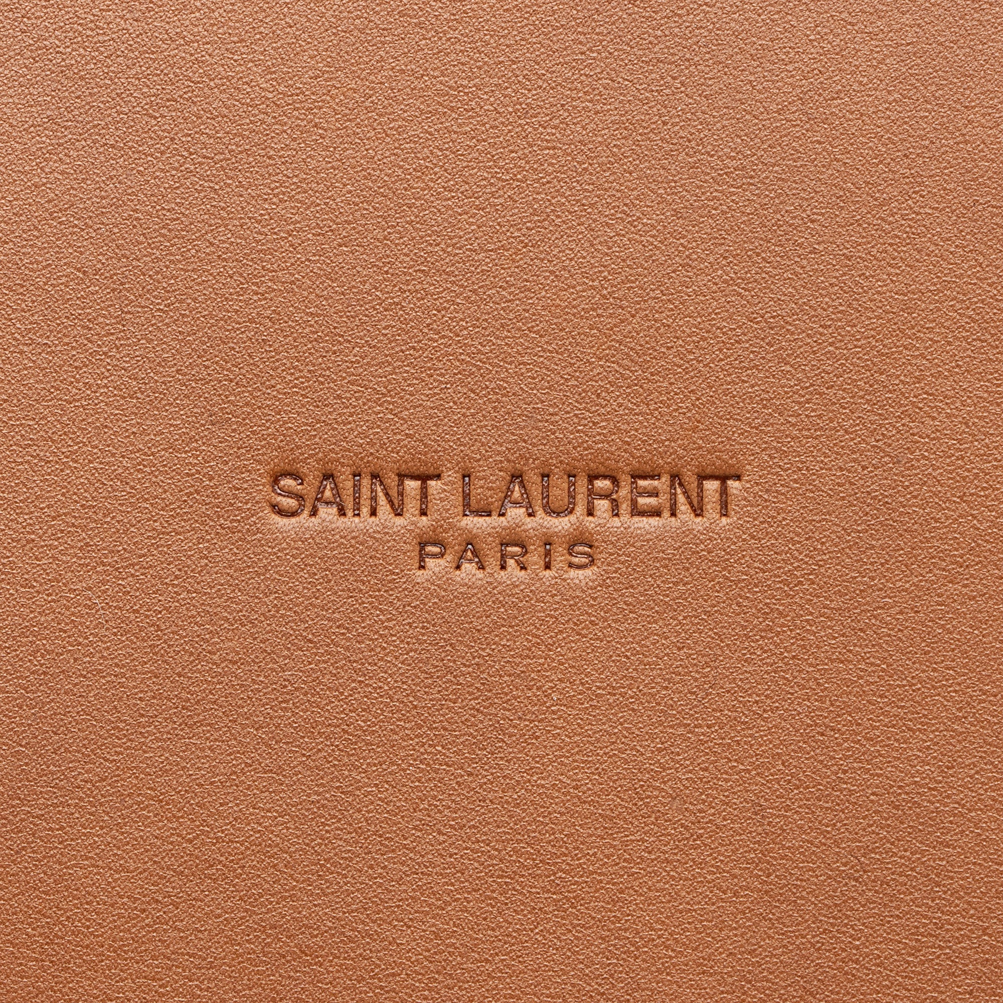 Saint Laurent Canvas Calfskin Trapezoid Rive Gauche Tote